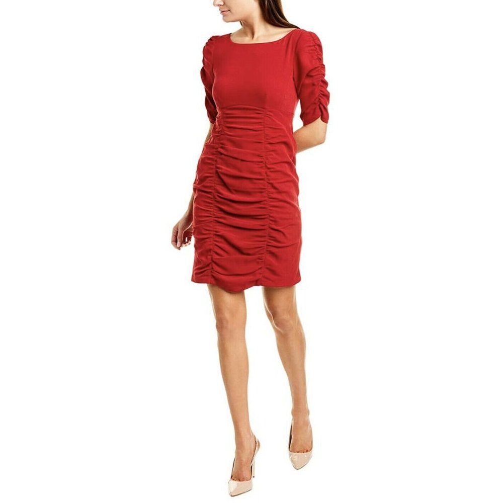 Nanette Lepore Ruched Short Sleeve Cocktail Dress - Picture 1 of 12